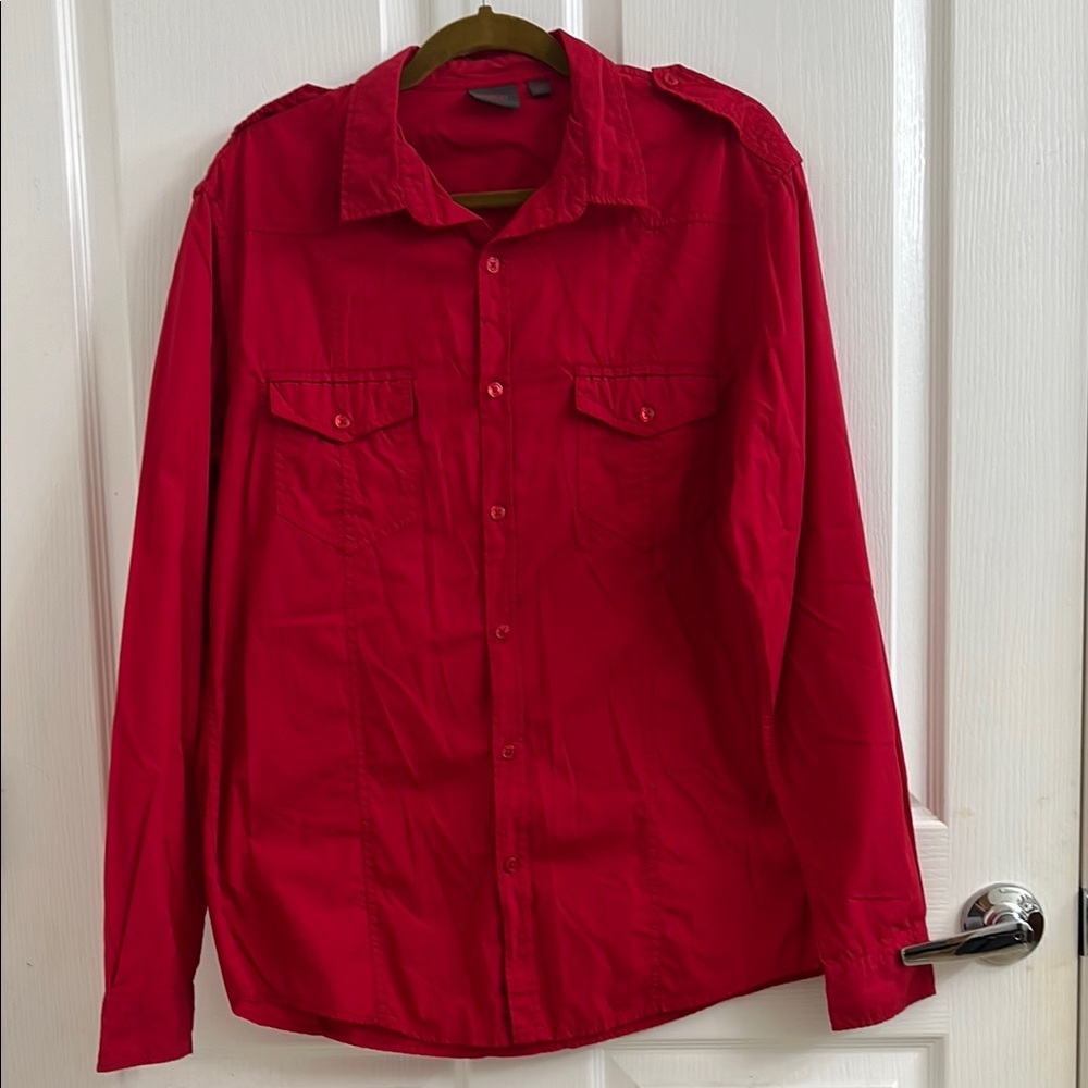 Men’s Red Button-Up Shirt
